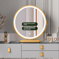 Ensemble de coiffeuse avec miroir LED, plateau en marbre blanc, tiroirs de rangement en MDF et pieds dorés pour chambre à coucher, table de maquillage, Schminktisch