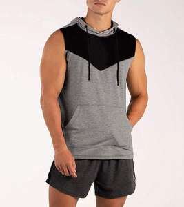 Débardeur à capuche sans manches pour hommes, Top décontracté, Patchwork, de sport, été, 2020 - Product Image 1