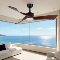 Ventilateur de plafond moderne en métal de 52 pouces avec lumière, télécommande, moteur BLDC silencieux, pales réversibles effet bois, LED en option, intensité réglable pour salon