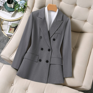 Tamanho grande Double Breasted terno jaqueta Workwear anfitrião carreira <span class=keywords><strong>Blazer</strong></span> Fashionbisou das mulheres - Product Image 4