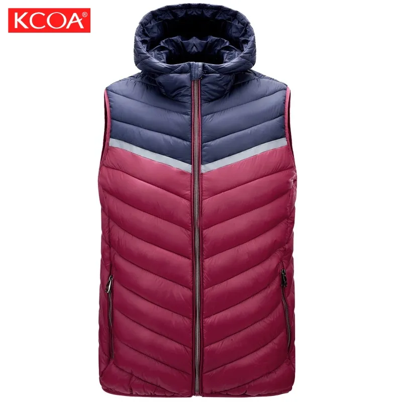 OEM personalizado inverno puffer jaqueta colete homens brilhante acolchoado plus size jaqueta sem mangas puffer dos homens com capuz