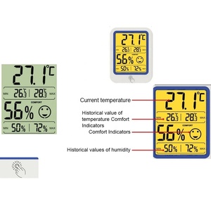 Termómetro Digital de medición de humedad y temperatura <span class=keywords><strong>para</strong></span> el hogar, higrómetro electrónico LCD con retroiluminación, estación meteorológica interior - Product Image 2