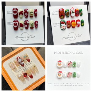 Colección navideña hecha a mano, abalorios para <span class=keywords><strong>uñas</strong></span>, <span class=keywords><strong>uñas</strong></span> de prensa falsas de ABS de lujo con logotipo personalizado, embalaje, suministros de salón a granel - Product Image 3