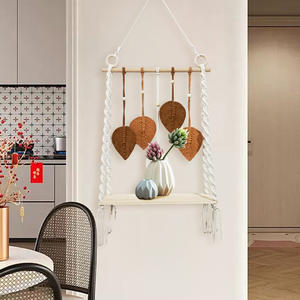 Estante de <span class=keywords><strong>tapiz</strong></span> de algodón con estampado bohemio tejido a mano, colgante de <span class=keywords><strong>pared</strong></span> con borlas de hojas ecológicas <span class=keywords><strong>para</strong></span> habitación de niños, <span class=keywords><strong>pared</strong></span> de salón - Product Image 2