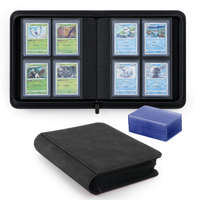 JUZI Classeur en cuir PU à 4 pochettes et 144 pages avec motif denim, album de rangement portable pour collection de cartes à collectionner