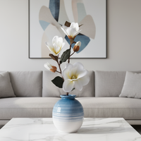 Fleur de magnolia artificielle réaliste avec pot en céramique pour la décoration de maison et de mariage pour les restaurants, la Saint-Valentin, la décoration intérieure