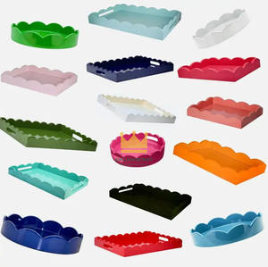 Plateaux en laque mate et brillante à prix abordable du Vietnam, prix direct usine, OEM, plateaux de service en laque en forme de fleur, plateaux alimentaires - Product Image 5