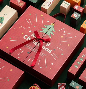 Boîte-cadeau <span class=keywords><strong>de</strong></span> <span class=keywords><strong>calendrier</strong></span> <span class=keywords><strong>de</strong></span> <span class=keywords><strong>l</strong></span>'<span class=keywords><strong>avent</strong></span> <span class=keywords><strong>de</strong></span> Noë<span class=keywords><strong>l</strong></span> en carton rigide <span class=keywords><strong>de</strong></span> luxe personnalisée, laminée mate avec rabat magnétique et nœud pour bougies - Product Image 4