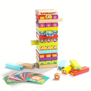 Colored <b>Wooden</b> <b>Blocks</b> Stacking Board Games for Kids Ages 4-8 with 51 Pieces - Product Image 6