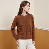 Pull-over en cachemire 100% pour femme, décontracté, respirant, à motif uni, manches longues, col rond, pour l'automne