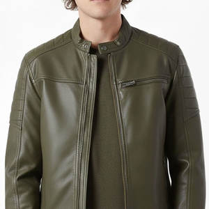 Veste en cuir sportive pour homme, fabriquée professionnellement, à la mode, col montant, manches longues, haute qualité, très vendue - Product Image 5