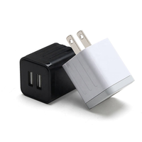 Charger Dinding Mini Dual USB 10W Grosir 5V2A 2.1A Adaptor Daya Cepat Colokan US Kubus USB untuk Ponsel Android