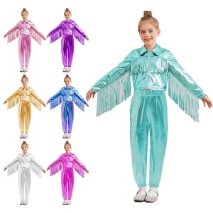 Ensemble veste et pantalon métallisé pour filles de 6 à 16 ans, pour hip-hop, jazz, soirées à thème, cosplay, carnavals, concours de danse - Product Image 1