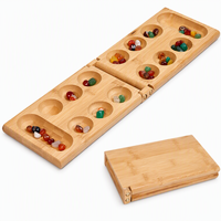 Jeu de Mancala en bois de pin de haute qualité, ensemble professionnel pliable avec des pions en pierre polie pour la famille