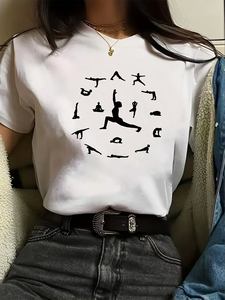 Camiseta de <span class=keywords><strong>Mujer</strong></span> de Verano, Tejida, Elegante, Transpirable, Anti-Pilling, Ecológica, con Estampado Humano en Azul Claro, Económica - Product Image 1