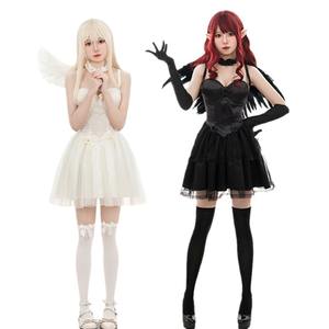 Set Costume Ali d'<span class=keywords><strong>Angelo</strong></span> <span class=keywords><strong>e</strong></span> di <span class=keywords><strong>Diavolo</strong></span> per Adulti - Mantello con Piume Bianche <span class=keywords><strong>e</strong></span> Nere <span class=keywords><strong>e</strong></span> Fascia per Capelli per Halloween, Cosplay <span class=keywords><strong>e</strong></span> Spettacoli - Product Image 3