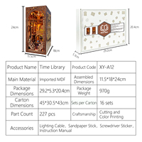 Maison de livre 3D avec lumières LED - Insert de bibliothèque miniature à monter soi-même, kit de puzzle en bois pour la décoration intérieure et les cadeaux