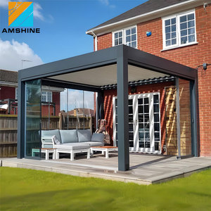 Système de pergola motorisée réglable pour <span class=keywords><strong>toit</strong></span>, imperméable, avec ouverture et fermeture électriques, en aluminium à lames orientables, pour véranda. - Product Image 1