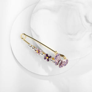 गहने गैंडा क्रिस्टल मिश्र धातु सोने के कपड़े सजावटी ब्रोच भट्टा तितली फूल महिला लड़की के लिए नए ब्रोच बड़े पिन - Product Image 4