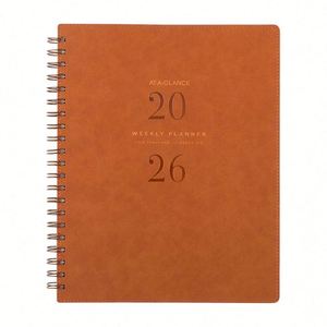 Carnet A5 en cuir à spirale – Journal anglais simplifié avec couverture imprimée, design personnalisé écologique pour usage professionnel et bureautique - Product Image 1