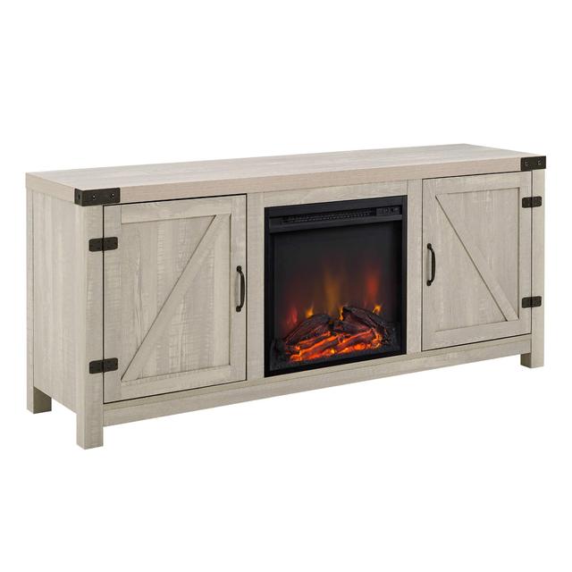 Modern TV Stand Living Room Furniture Wood TV Cabinet Georgetown Farmhouse Double Barn Door Fireplace TV Stand for up to 65" 58"