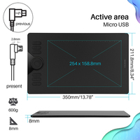 Huion-tableta gráfica electrónica HS610, 10x6 pulgadas, con interfaz tipo c, dibujo digital táctil inteligente