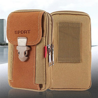 Tas Ponsel Tahan Air Kanvas Universal untuk Samsung/iPhone/Huawei/HTC/LG/Xiaomi Dompet Casing Sabuk Kantong Penutup Dompet Koin