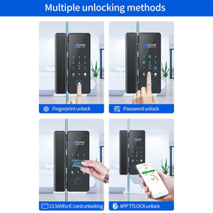 Kunci Pintu Kaca Geser Kantor TTlock App Cloud dengan Sidik Jari, Kata Sandi, NFC, Kartu Tanpa Kunci, Buka Kunci Tanpa Bor, Kunci Pintar untuk Kantor - Product Image 4