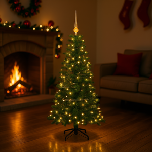 Árbol de Navidad Artificial D0100X3WR36 de 47.24 Pulgadas en Verde con 150 Luces LED Blancas Cálidas, Forma Triangular de Plástico, Control Manual - Product Image 2