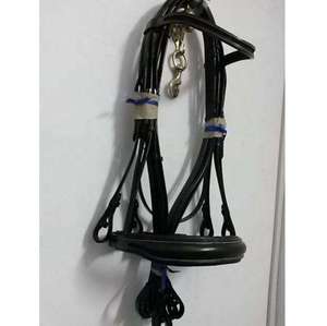 Brida doble de cuero hecha a mano duradera con brazaletes elegantes y banda para la nariz diseñada para jinetes profesionales - Product Image 5