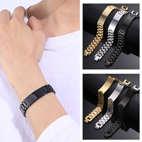 Bracelet personnalisé en acier inoxydable 316L, gravable, avec logo Président, noir, plaqué or 18 carats PVD, bijoux en argent pour hommes et femmes, vente en gros OEM