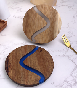 Acacia Wood <b>Resin</b> Hexagon Eco-Friendly Coaster Creative River Epoxy Wooden Cup Mat Heat Insulation Pad Coffee Tea Cup <b>Table</b> - Product Image 1