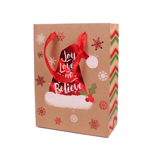 Recycled Kraft Paper Christmas Gift Bags with Flexiloop Handles and Embossing - Product Image 3