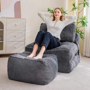 Poufs en velours côtelé d'usine OEM avec rembourrage en mousse <span class=keywords><strong>Pouf</strong></span> en peluche et peluche <span class=keywords><strong>Pouf</strong></span> de rangement Poufs de sol Repose-pieds pour le salon - Product Image 6