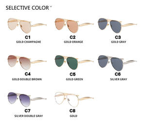 แว่นกันแดดทรงนักบิน ดีไซน์โดดเด่นไม่ซ้ำใคร สำหรับทุกเพศ ป้องกันรังสียูวี 400 แฟชั่นสุดหรู วัสดุโลหะผสม ดีไซน์สองบริดจ์ - Product Image 6