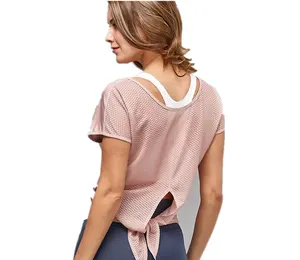 Riciclato sostenibile eco friendly prodotti sportivo di yoga senza soluzione di continuità delle donne di sport poliestere t shirt