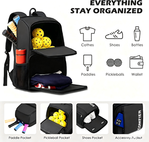 Mochila Deportiva Comfier para Pickleball, 35L, Impermeable, Tela Oxford, Cierre Casual con Cremallera y Broche, con Compartimento para Zapatos - Product Image 3