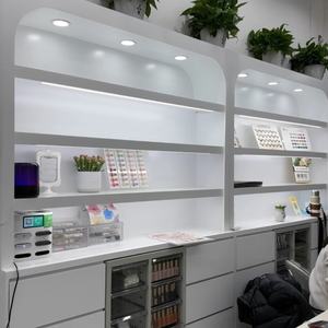 High Quality Popular Modern Design Nail Salon Furniture Polish <b>Floor</b> Standing Nail Rack With Drawers - Product Image 3