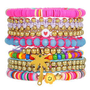 ชุดกำไลข้อมือแฟชั่นสุดเก๋ สีสันสดใส ลายต้นมะพร้าว เต่าทะเล ทำจากดินโพลิเมอร์ งานถักทอ เครื่องประดับสำหรับทุกเพศ สไตล์ชายหาดฤดูร้อน - Product Image 5