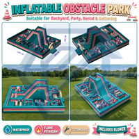 Parcours d'obstacles gonflable commercial extérieur pour enfants, château gonflable avec toboggan et labyrinthe, parc d'attractions