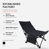Chaise pliante à dossier large avec cadre en acier léger et poche latérale, idéale pour le camping en extérieur – Vente directe usine