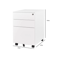Meuble de bureau à piédestal en métal, meuble de classement en acier à 3 tiroirs, meuble de classement Mobile sous le bureau, petit meuble à tiroirs