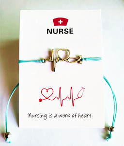<span class=keywords><strong>Infermiera</strong></span> Braccialetto Stetoscopio Charms Perline di Cera Braccialetto di Corda Con Carta di Desiderio del <span class=keywords><strong>Regalo</strong></span> - Product Image 4