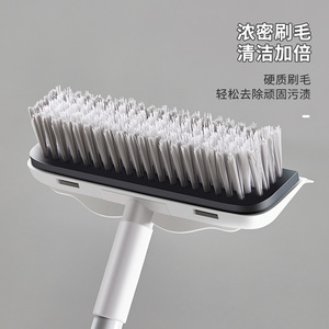 Handheld Long Handled Floor Brush Hard Bristle Durable For Floor Cleaning White Plastic - Product Image 1