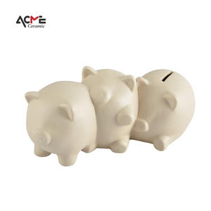 Alcancía de cerámica para niños y niñas, accesorio de tres cerditos, Ahorrador de dinero, Banco de monedas, novedad - Product Image 2
