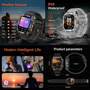 Montre intelligente de sport en plein air AK80, bracelet en silicone et en acier en <span class=keywords><strong>option</strong></span>, étanche IP68, suivi des données de santé toute la journée, montre intelligente Bluetooth - Product Image 5