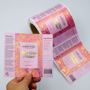 Customized Digital Printing Waterproof Acryl Adhesive Scratch off Cosmetic Skin Care Makeup Gold Foil Label Large Stickers <strong>Logo</strong> - Product Image 1