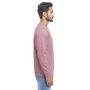 เสื้อฮู้ดดี้ผู้ชายสีชมพูเฮเธอร์ คอกลม ผ้าฝ้าย 100% บุซับใน สำหรับฤดูหนาว มีโลโก้ด้านหน้า แขนยาว สวมหัว สไตล์ลำลอง ผ้าถัก - Product Image 3