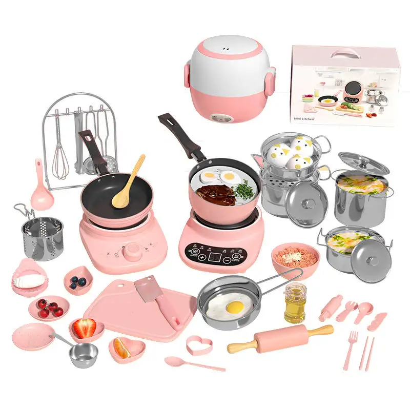 Electric Cooking Kids Kitchen Play Set Kids Indoor Home Play Diy Real Mini Kitchen Cook Kitchenware Toy For Children