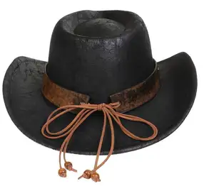 หมวกคาวบอยหนังเทียมย้อนยุคสำหรับชายและหญิงใหม่หมวกคาวบอยตะวันตกขายส่ง